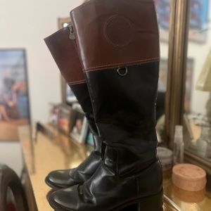 Ettiene Aigner Black/Brown Riding Boot Sz 6